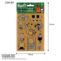 Snoopy Coffee House clear stamp sheet with cups, teapot, siphon and Woodstock motifs, 130 x 225 mm package