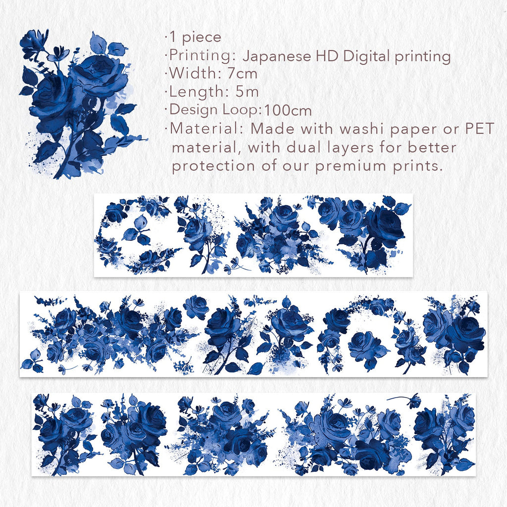Cobalt Blue Wide Washi/PET Tape