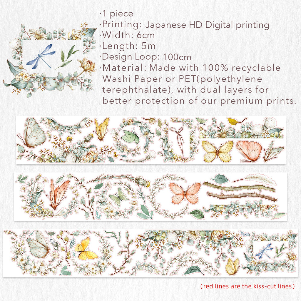 Pre-cut Zephyr Bloom Wide Washi/PET Tape