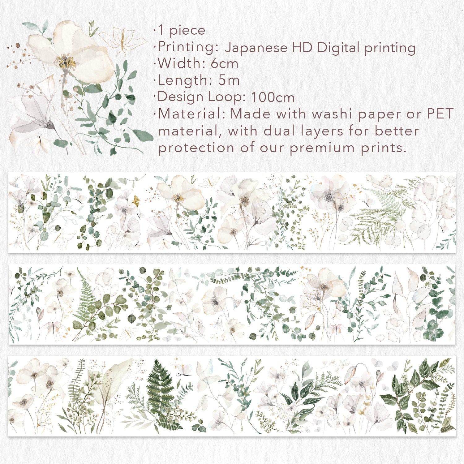 Vanilla Mint Wide Washi/PET Tape