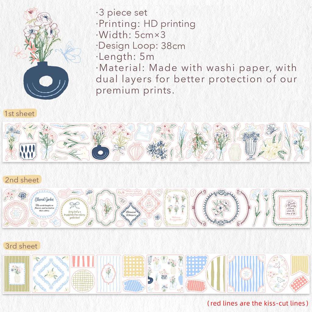 Doodle & Vine Washi Tape Sticker Set