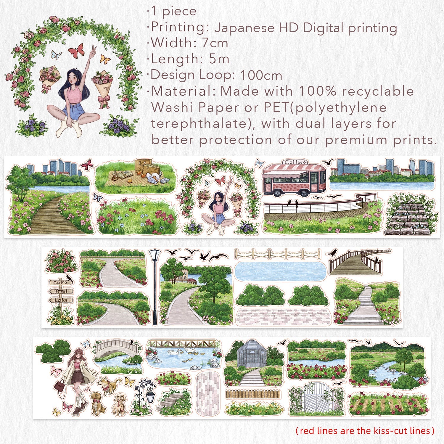 Pre-cut Urban Grove Wide Washi/PET Tape