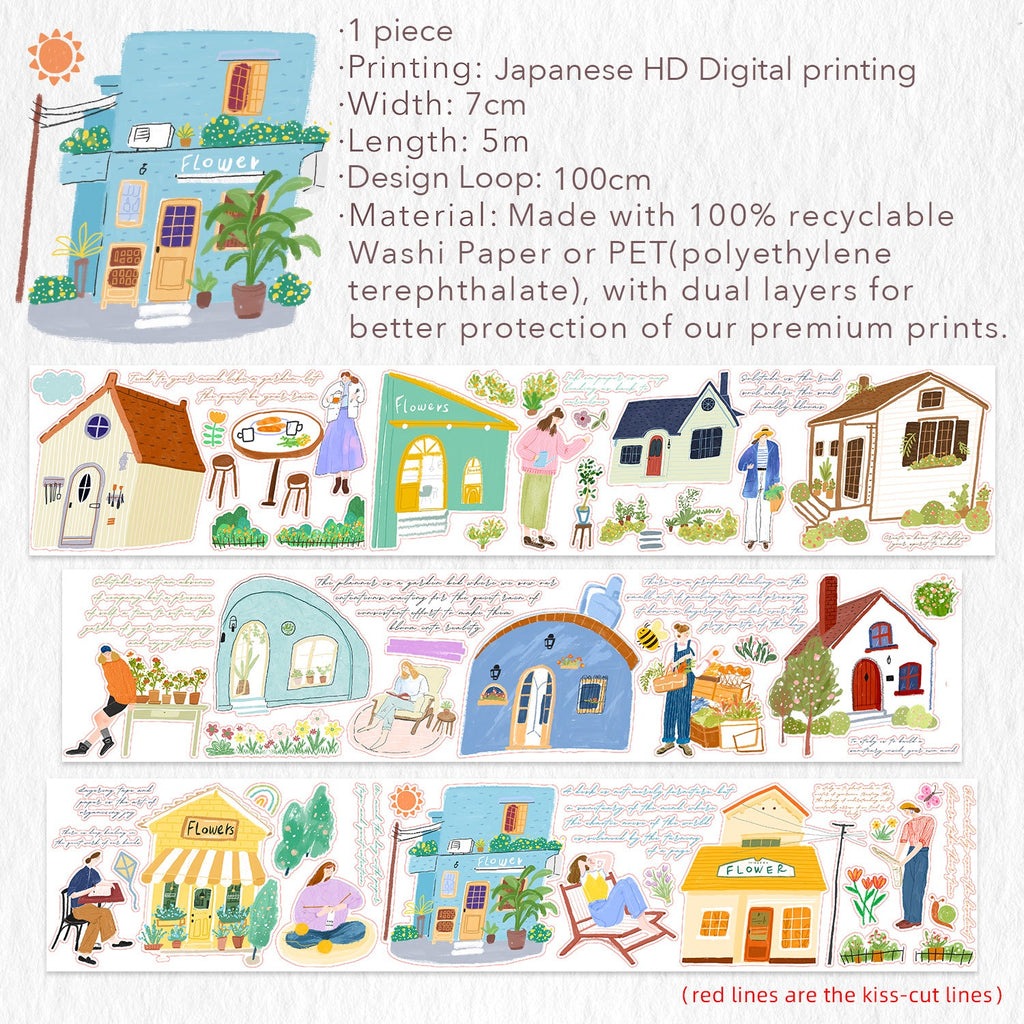Pre-cut Bloom House Wide Washi/PET Tape