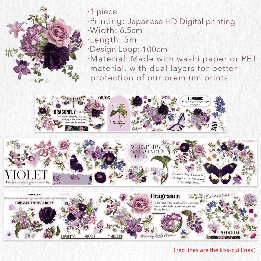 Pre-cut Violet Veil Wide Washi/PET Tape