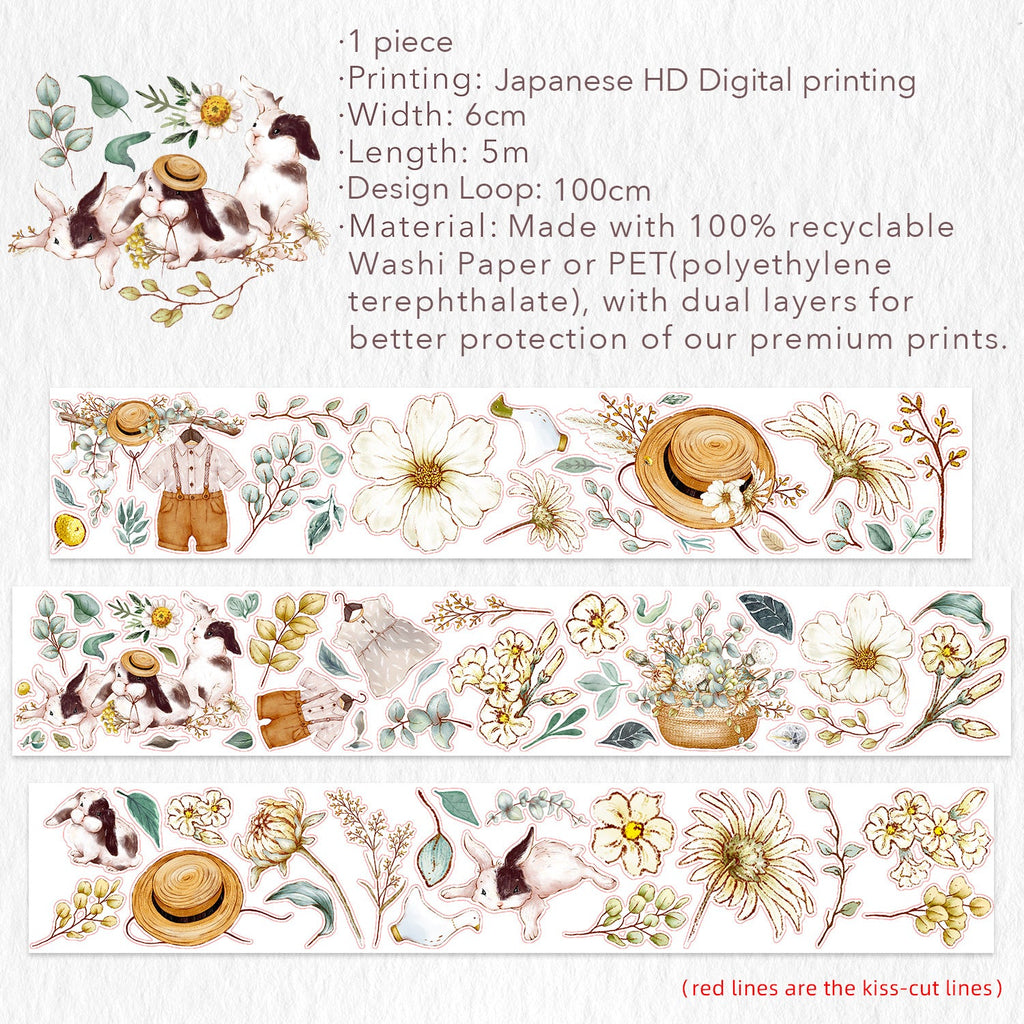 Pre-cut Clover Haze Wide Washi/PET Tape