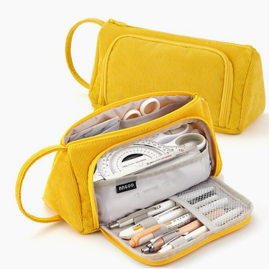 Triangle Corduroy Pencil Case (6 Colors)