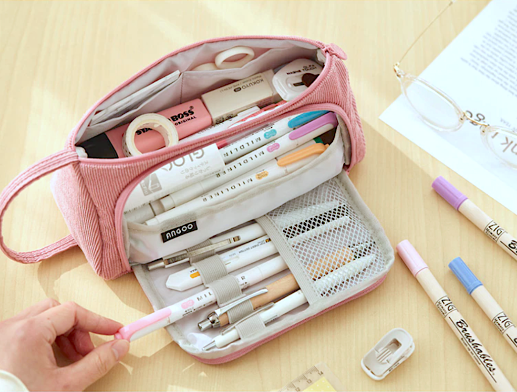 Triangle Corduroy Pencil Case (6 Colors)