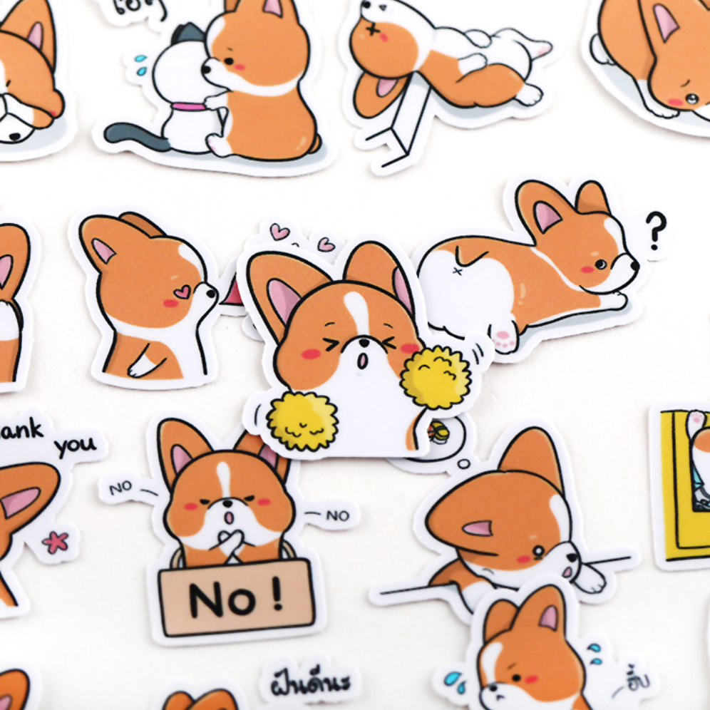 Happy Corgi Paper Stickers