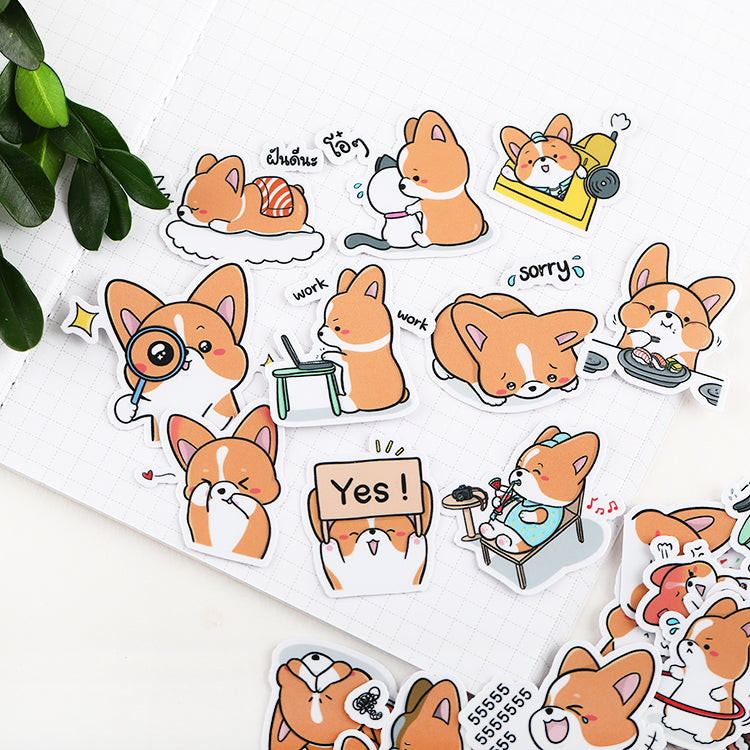 Happy Corgi Paper Stickers