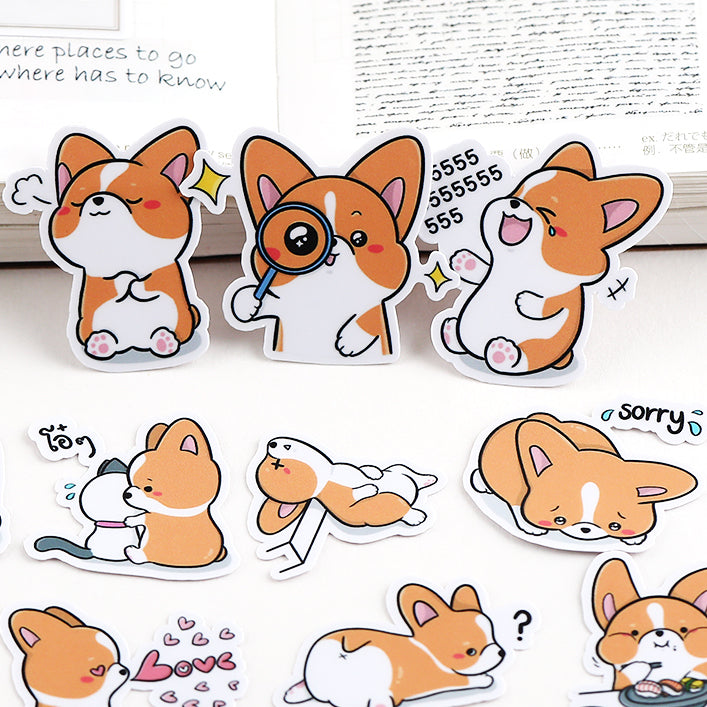 Happy Corgi Paper Stickers