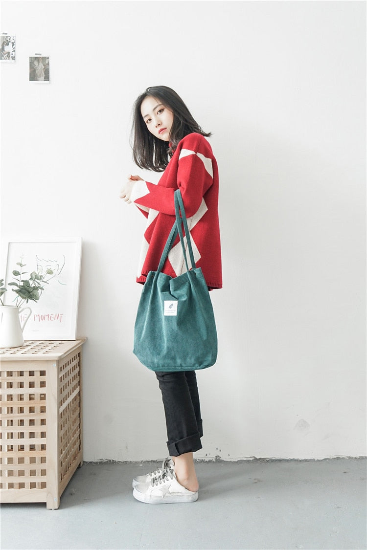 Korean Style Corduroy Tote Bag (6 Colors)
