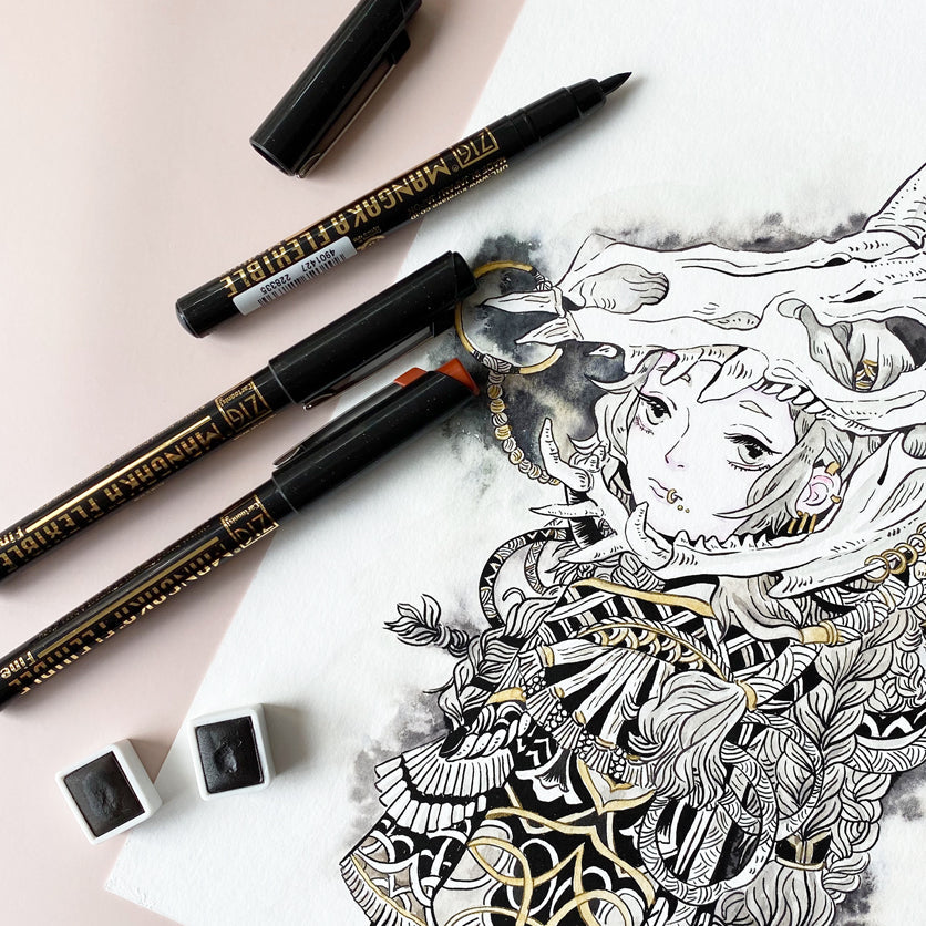 Kuretake ZIG Cartoonist Mangaka Flexible Pen - Fine - Black