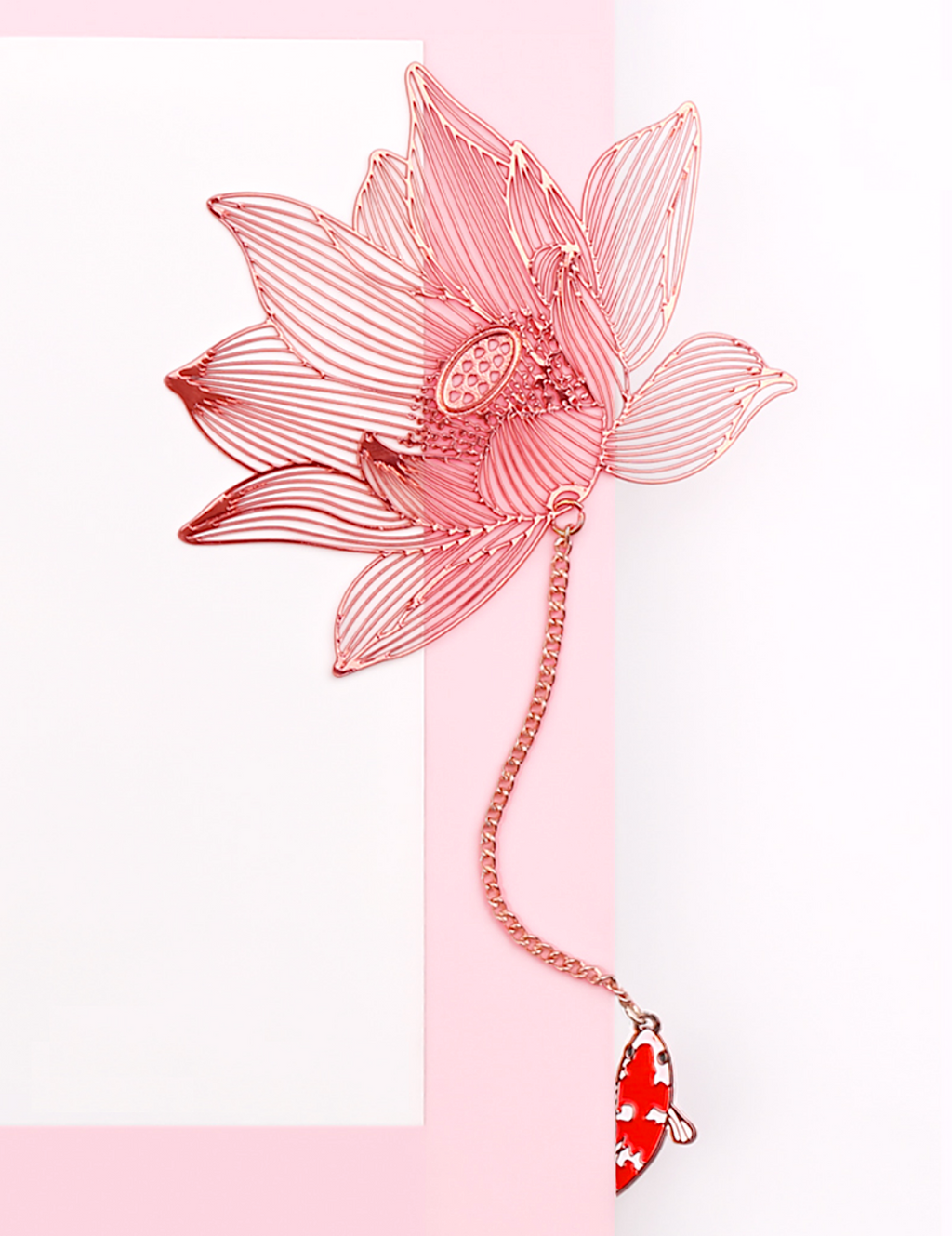Lotus Flower & Koi Fish Pendant Bookmark