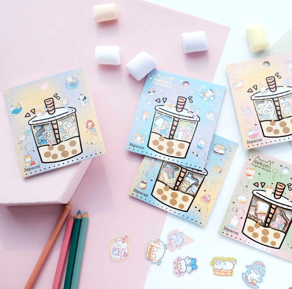 Nekoni Bubble Tea Stickers