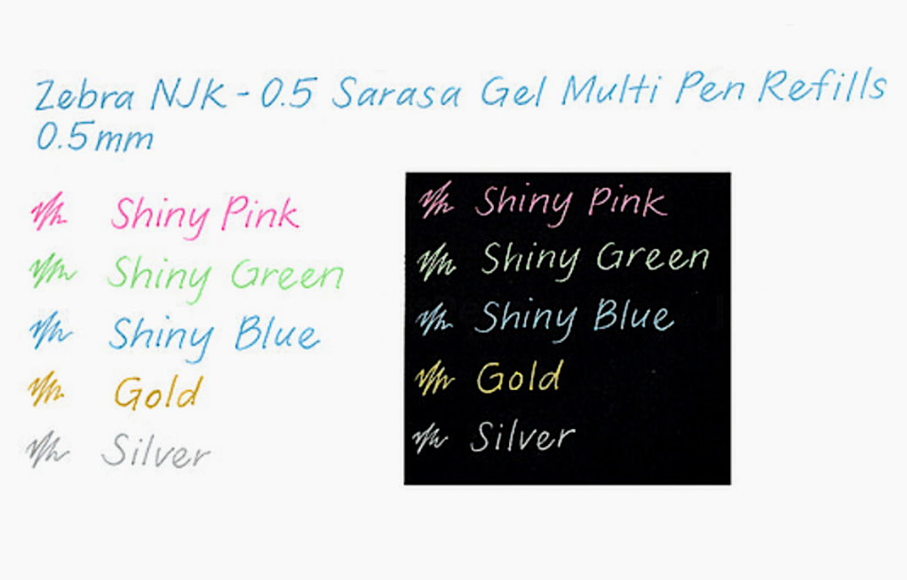 Zebra NJK-0.5 Sarasa Gel Multi Pen Refill - 0.5 mm - Shiny Colors