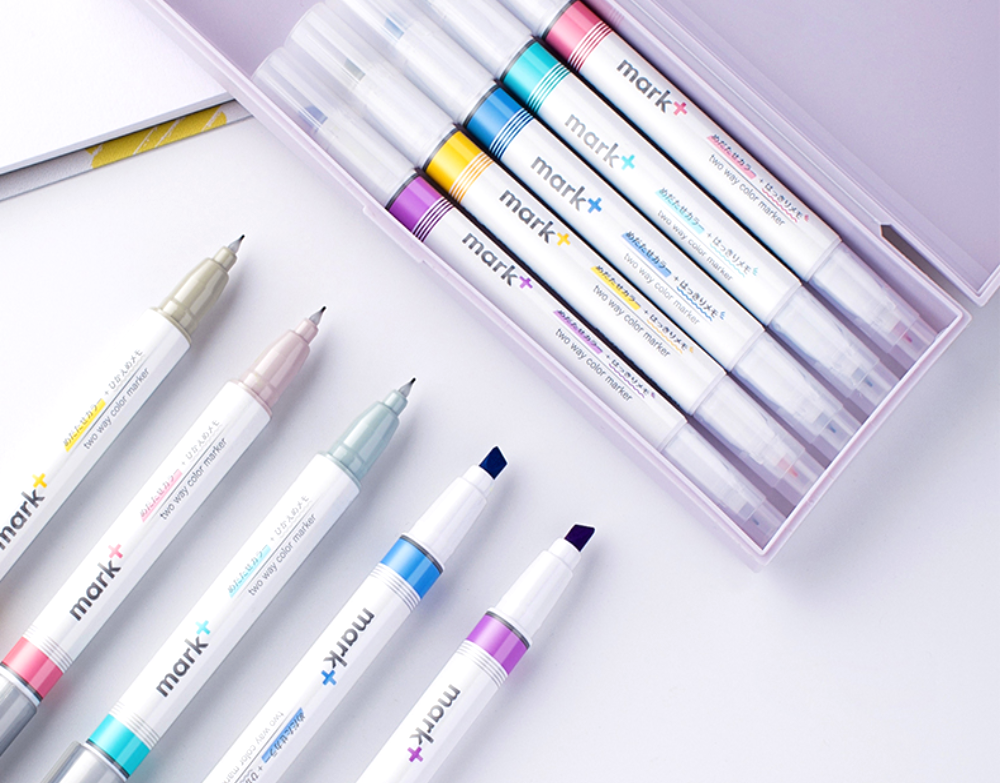 Kokuyo Mark+ 2 Way Marker - 5 Color Set
