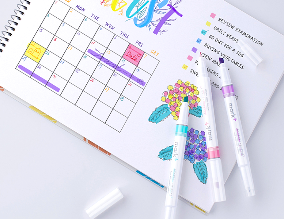 Kokuyo Mark+ 2 Way Marker - 5 Color Set