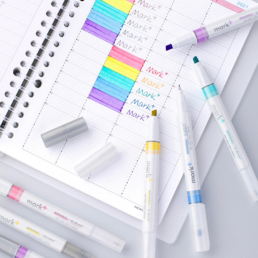 Kokuyo Mark+ 2 Way Marker - 5 Color Set
