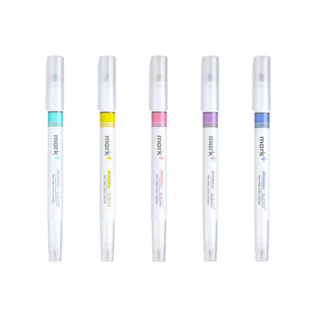 Kokuyo Mark+ 2 Way Marker - 5 Color Set