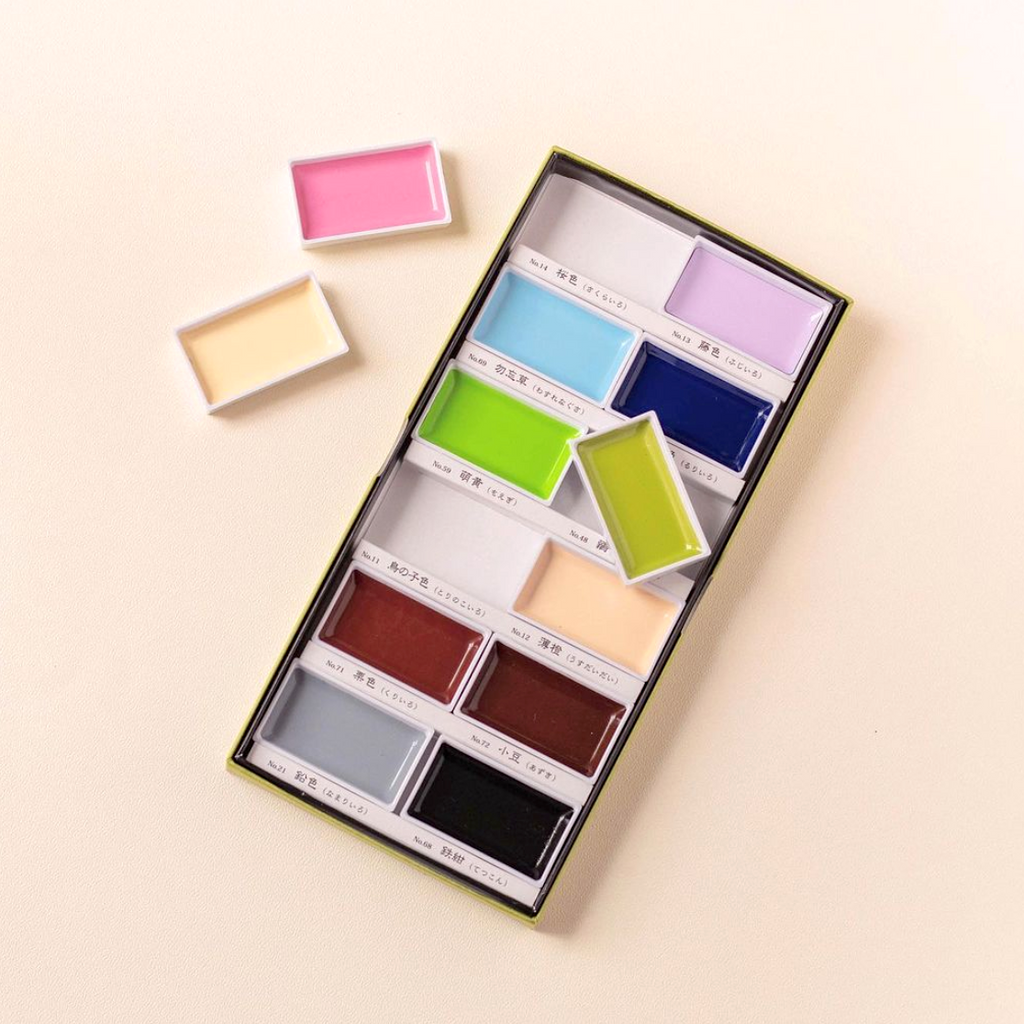 Kuretake Gansai Tambi Watercolor Palette - 12 Color Set