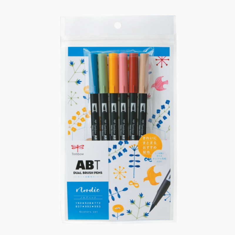 Tombow ABT Dual Brush Pen - 6 Color Set - Nordic