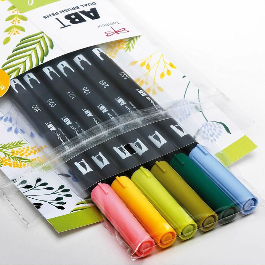 Tombow ABT Dual Brush Pen - 6 Color Set - Botanical