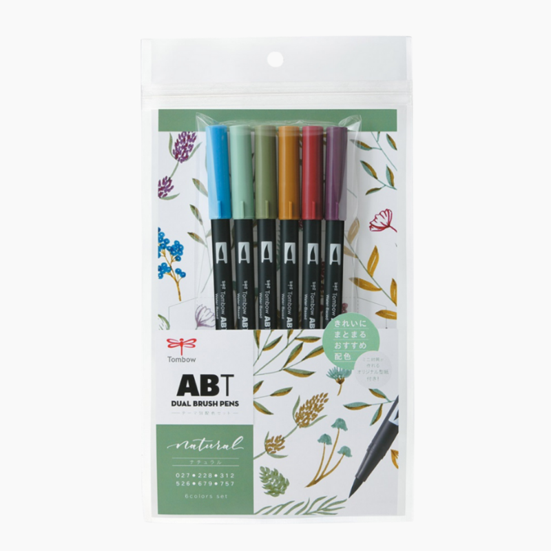 Tombow ABT Dual Brush Pen - 6 Color Set - Natural
