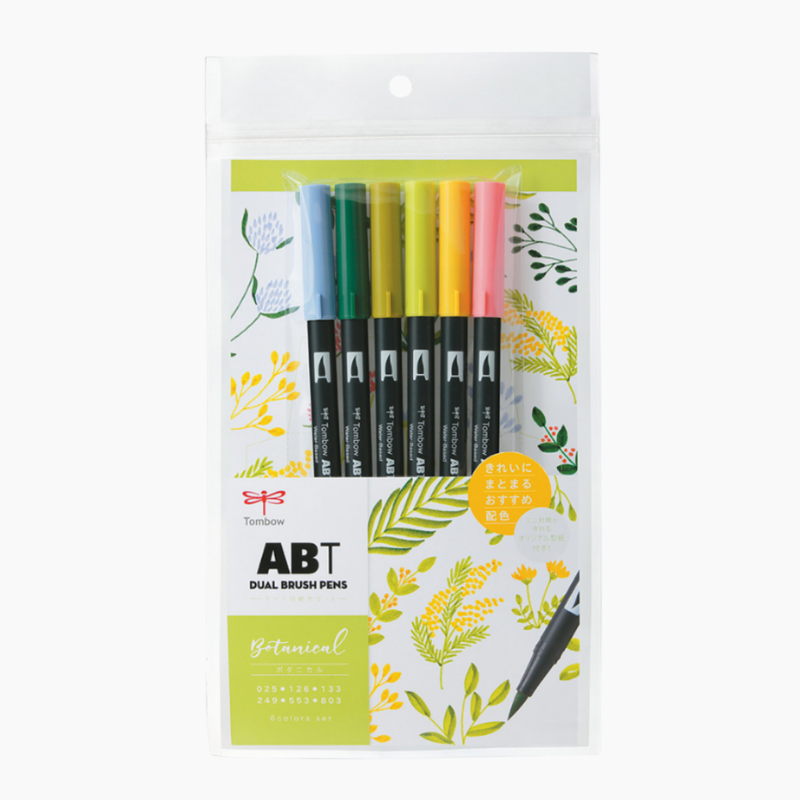 Tombow ABT Dual Brush Pen - 6 Color Set - Botanical