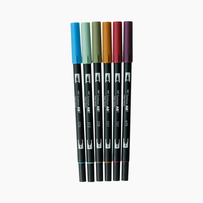 Tombow ABT Dual Brush Pen - 6 Color Set - Natural