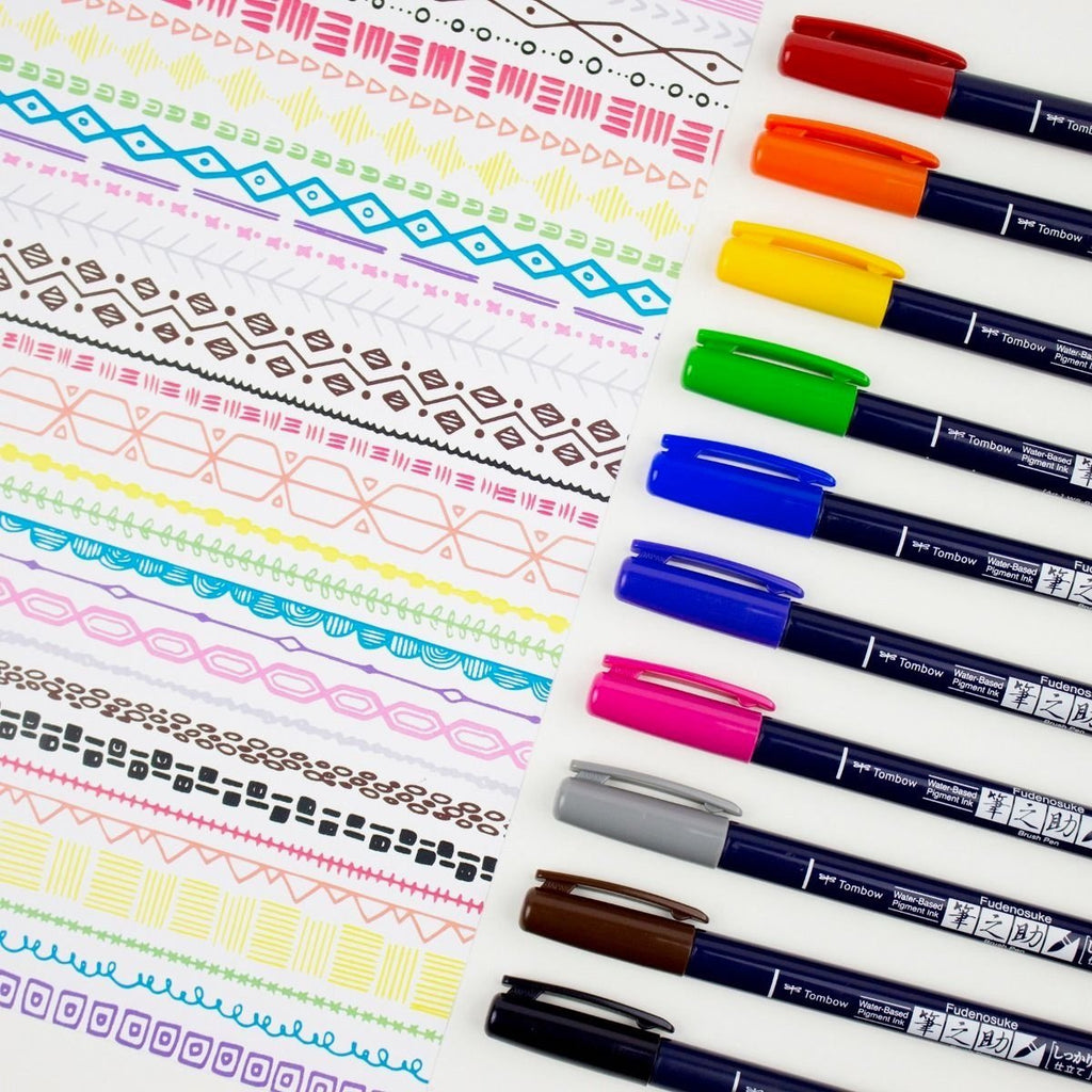 Tombow Fudenosuke Brush Pen - 10 Color Set