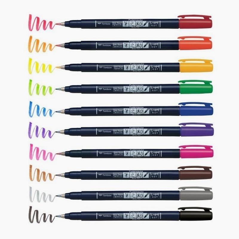 Tombow Fudenosuke Brush Pen - 10 Color Set