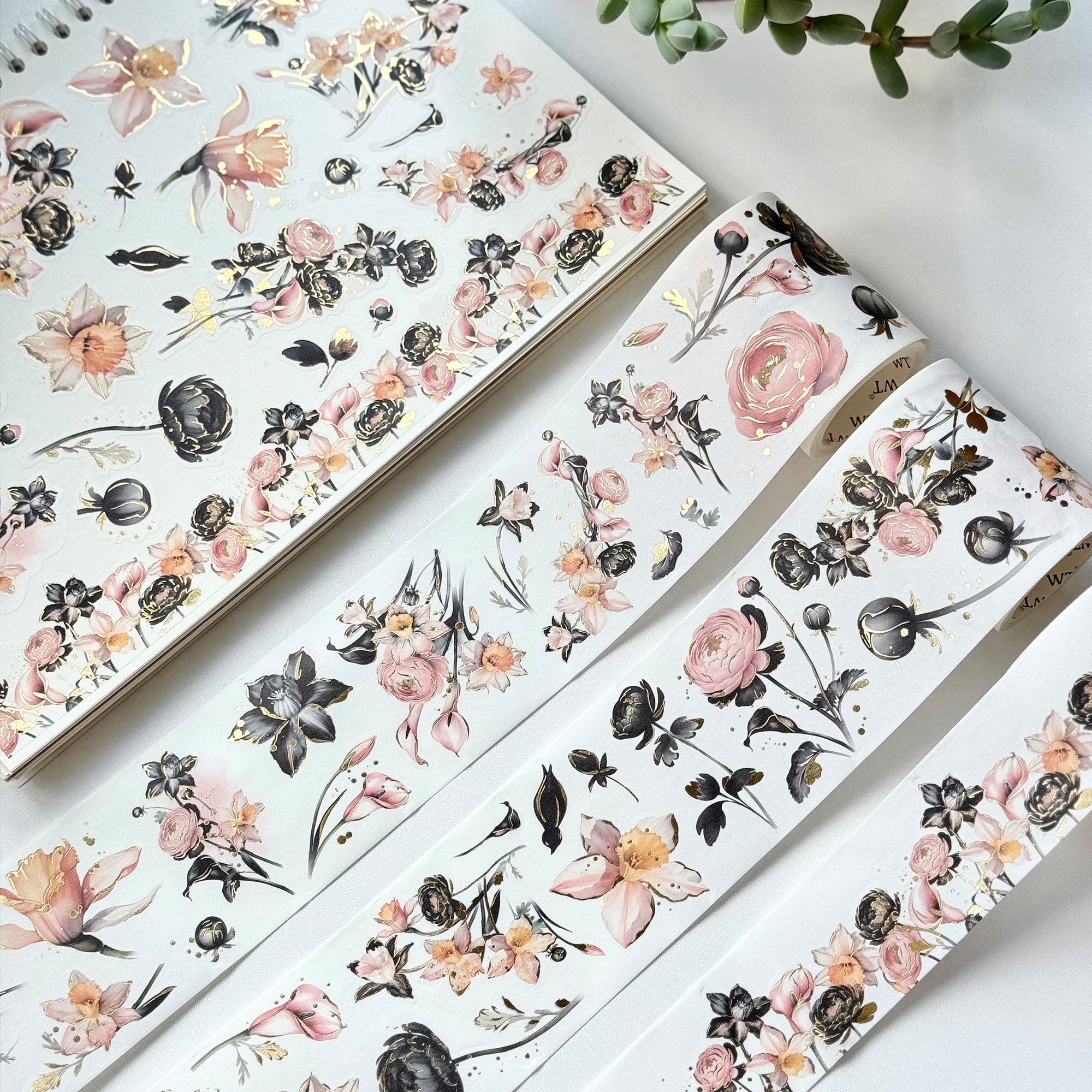 Auric Rose Washi Tape Sticker Set (GILDED)