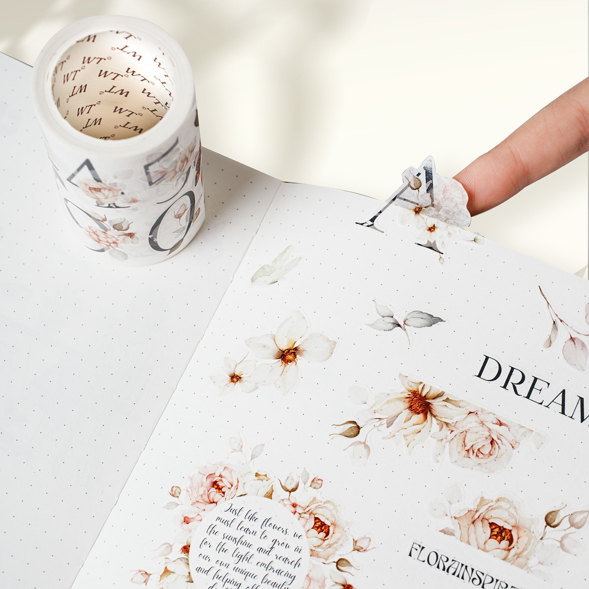 Pre-cut Rosé Scripts Wide Washi/PET Tape