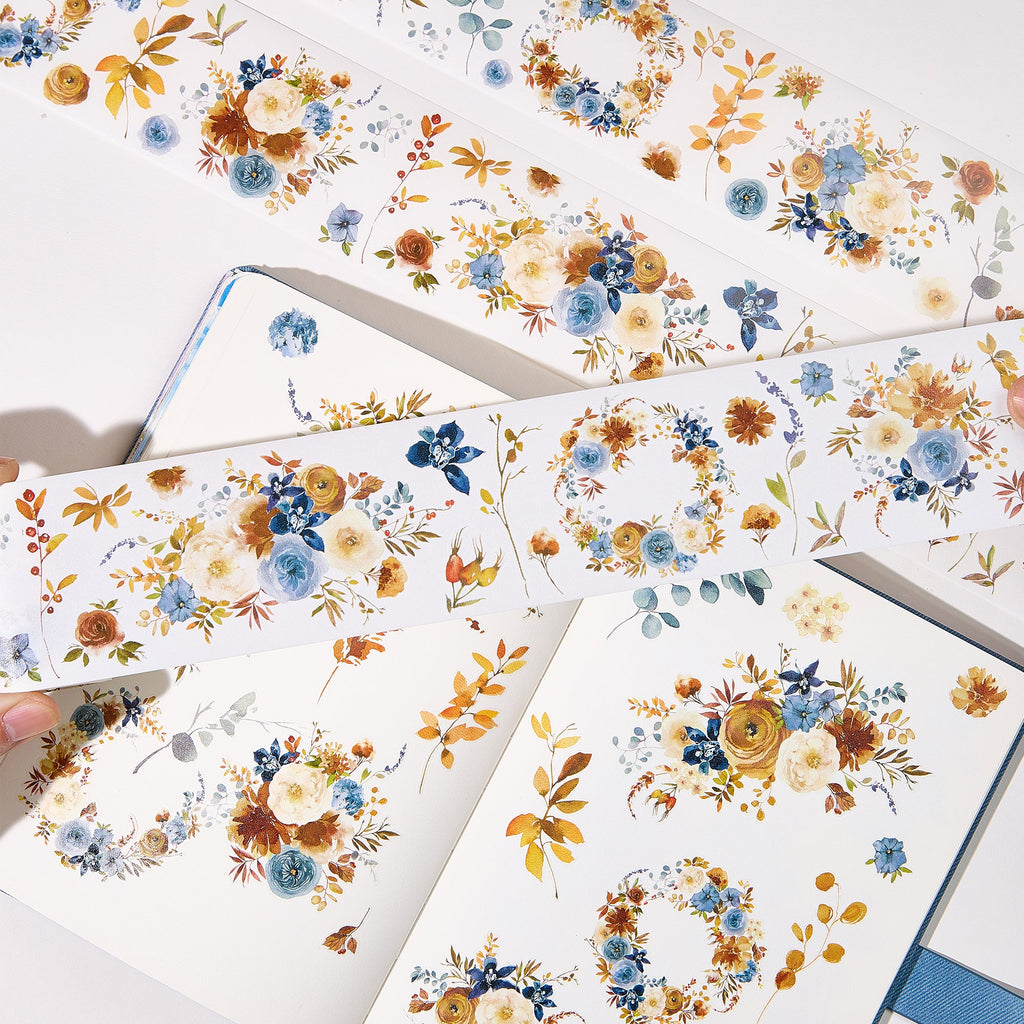 Pre-cut Dusty Blue & Cinnamon Wide Washi/PET Tape