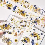 Pre-cut Sunflower & Navy Wide Washi/PET Tape