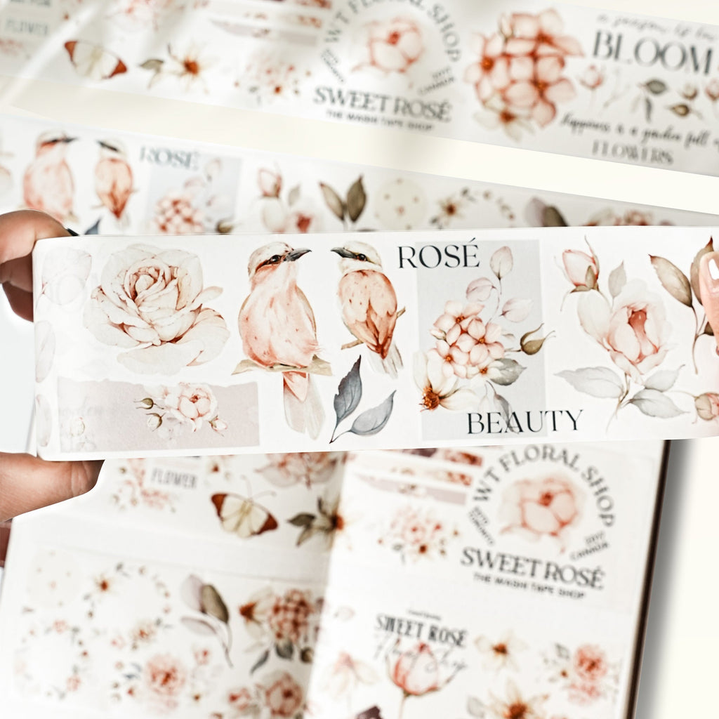 Pre-cut Sweet Rosé Wide Washi/PET Tape