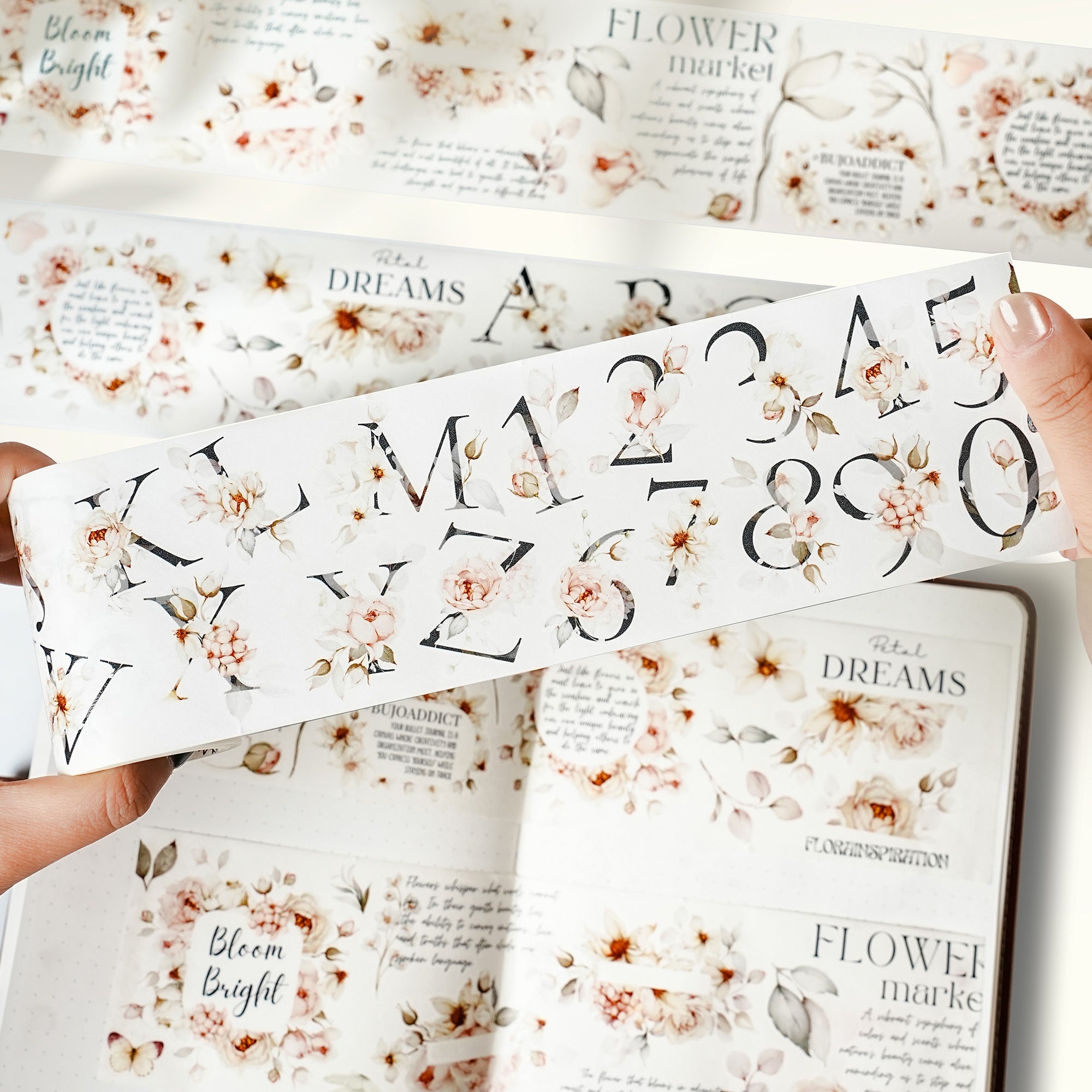 Pre-cut Rosé Scripts Wide Washi/PET Tape