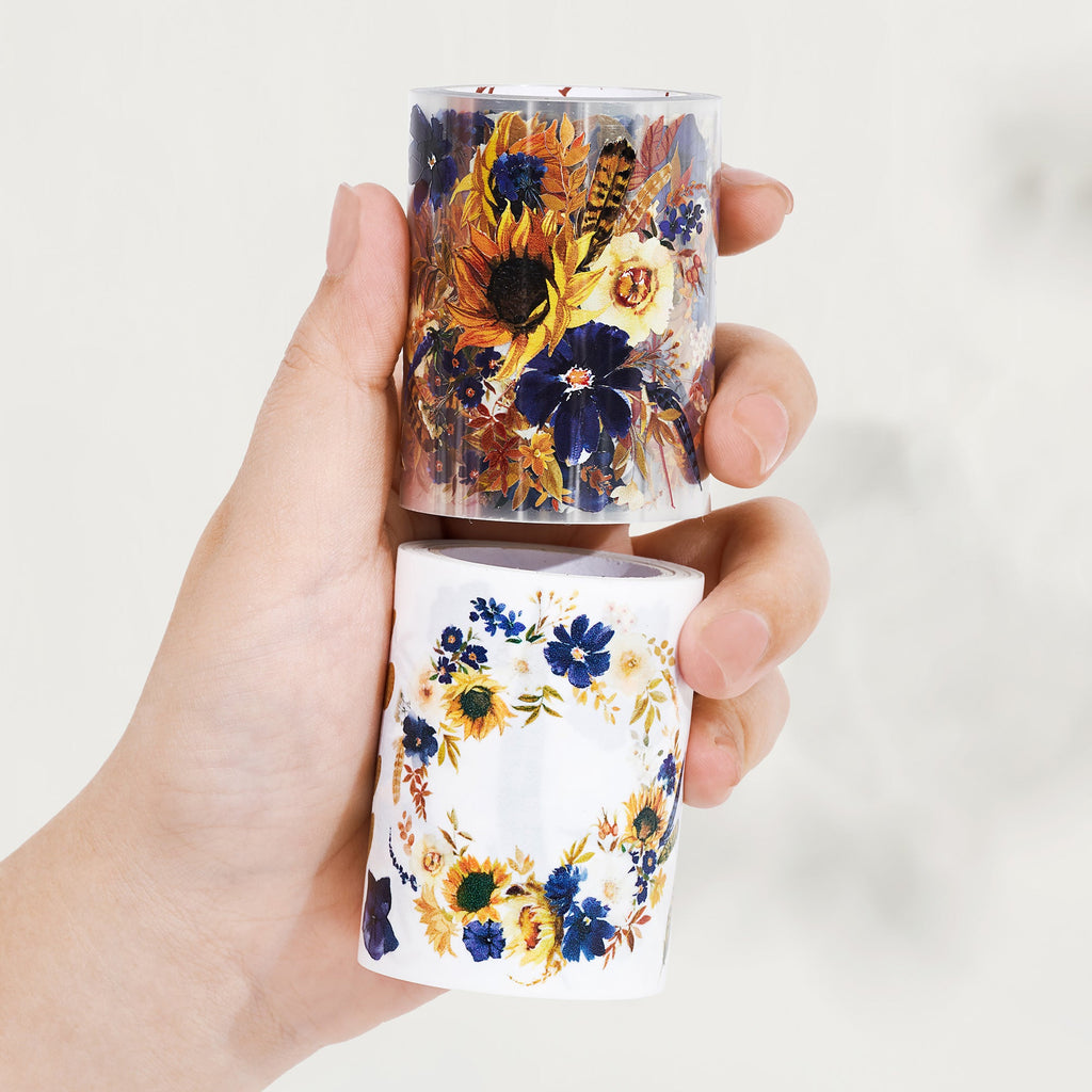 Sunflower & Navy Wide Washi/PET Tape