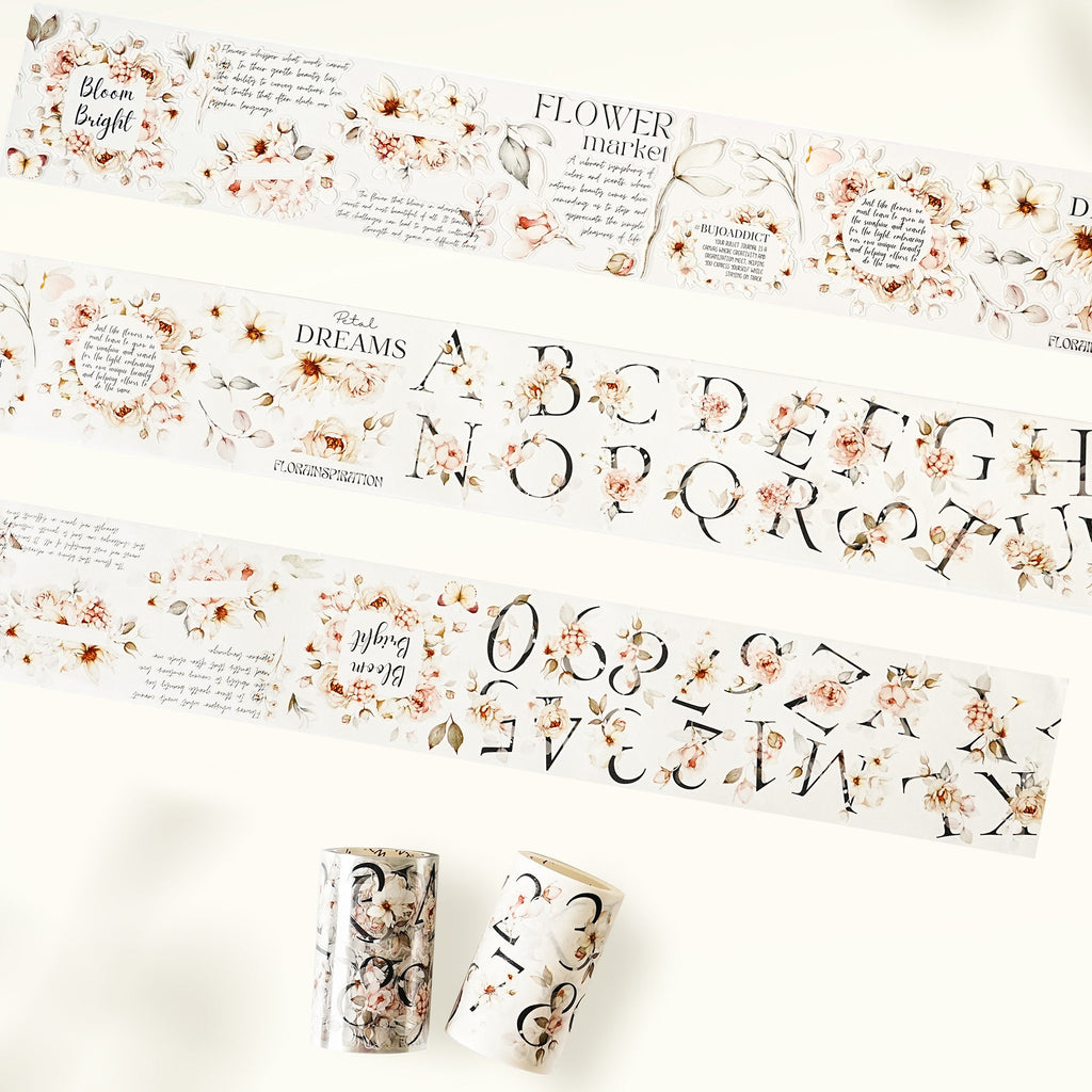 Pre-cut Rosé Scripts Wide Washi/PET Tape