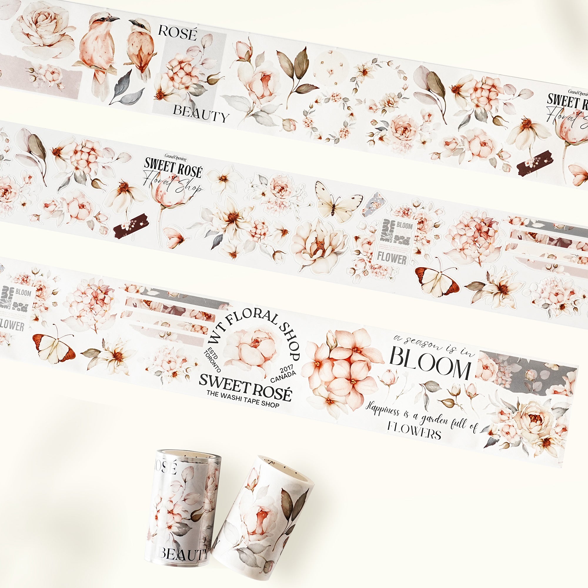 Pre-cut Sweet Rosé Wide Washi/PET Tape