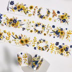 Pre-cut Sunflower & Navy Wide Washi/PET Tape
