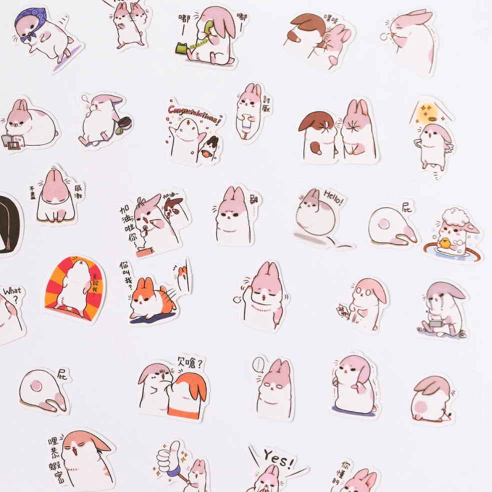 Chubby Rabbit Stickers Set