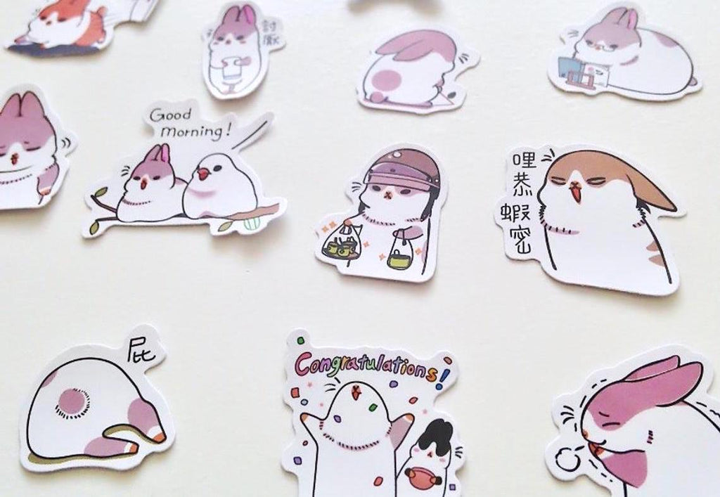 Chubby Rabbit Stickers Set