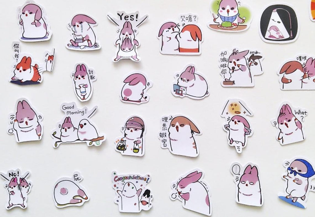 Chubby Rabbit Stickers Set