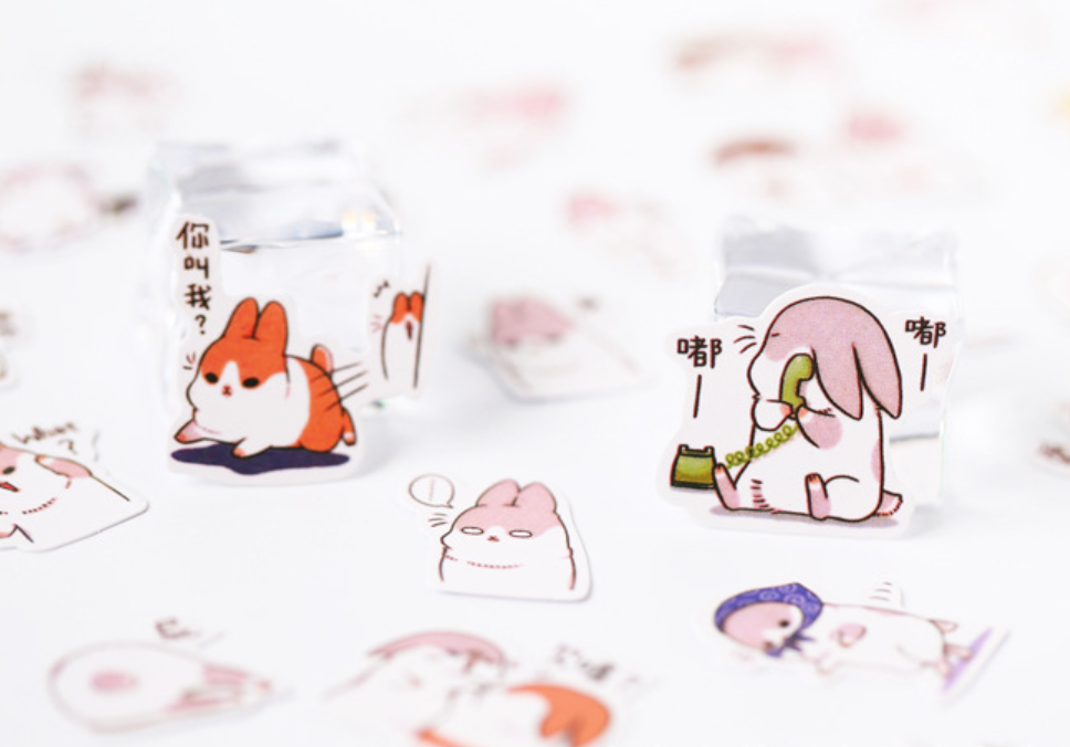Chubby Rabbit Stickers Set