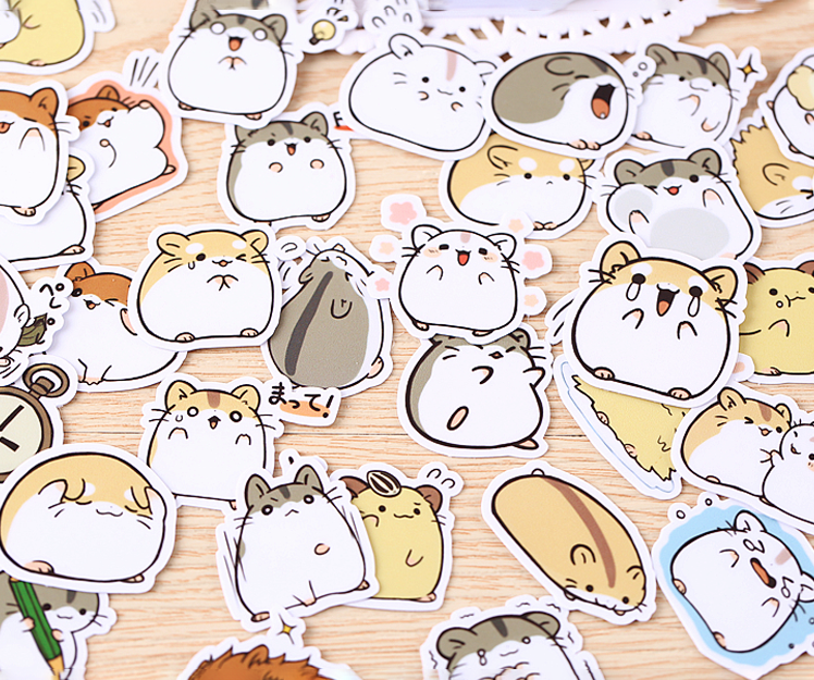 38 Pcs Kawaii Japanese Hamster Stickers