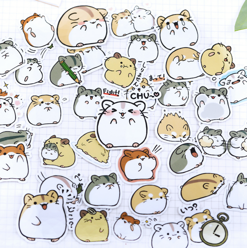 38 Pcs Kawaii Japanese Hamster Stickers