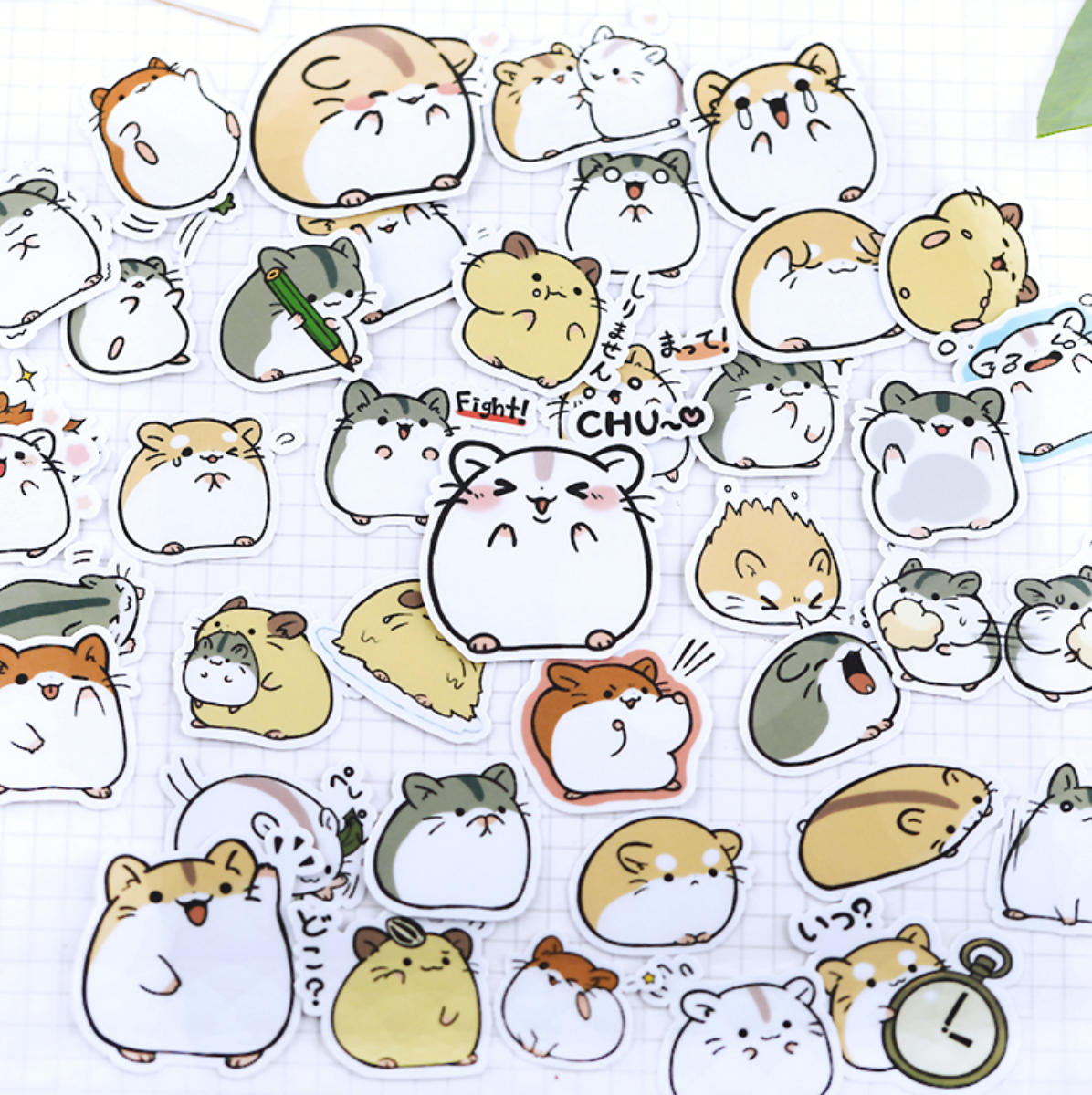 38 Pcs Kawaii Japanese Hamster Stickers