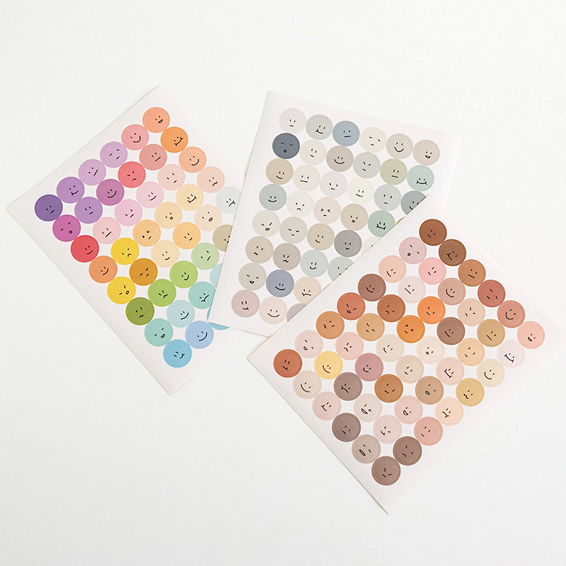Colorful Emoji Dot Stickers - Brown