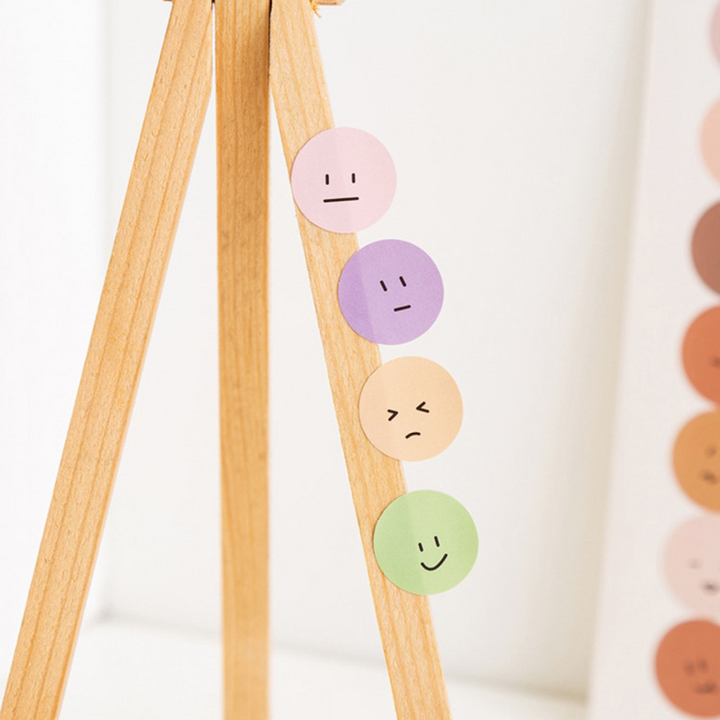 Colorful Emoji Dot Stickers - Brown